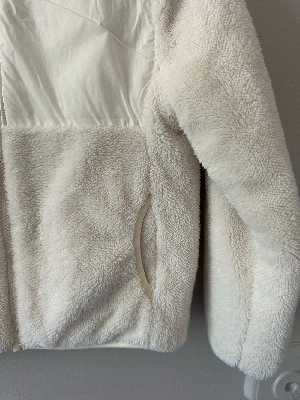 Cozy Sherpa Zip-Up Jacket in Cream-Size 12/14